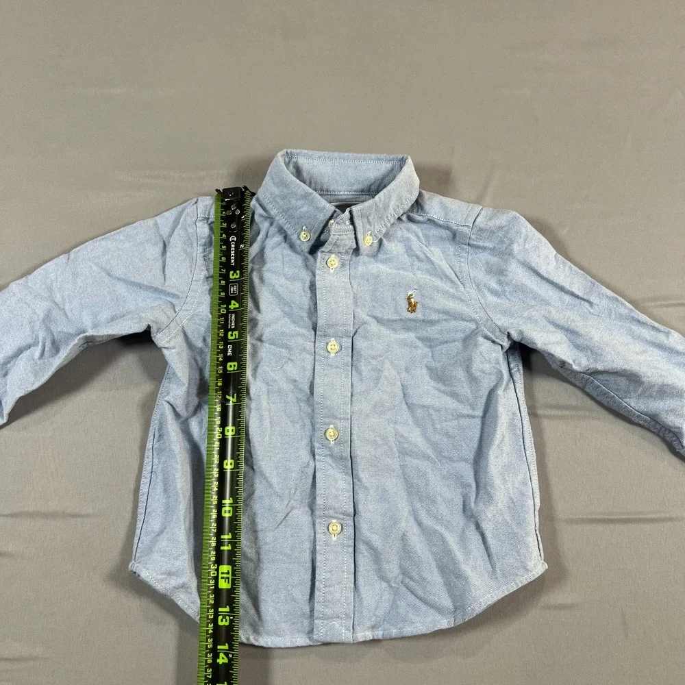 Ralph Lauren Shirt Kids 24M Blue Cotton Embroidered Logo Long Sleeve Button Down